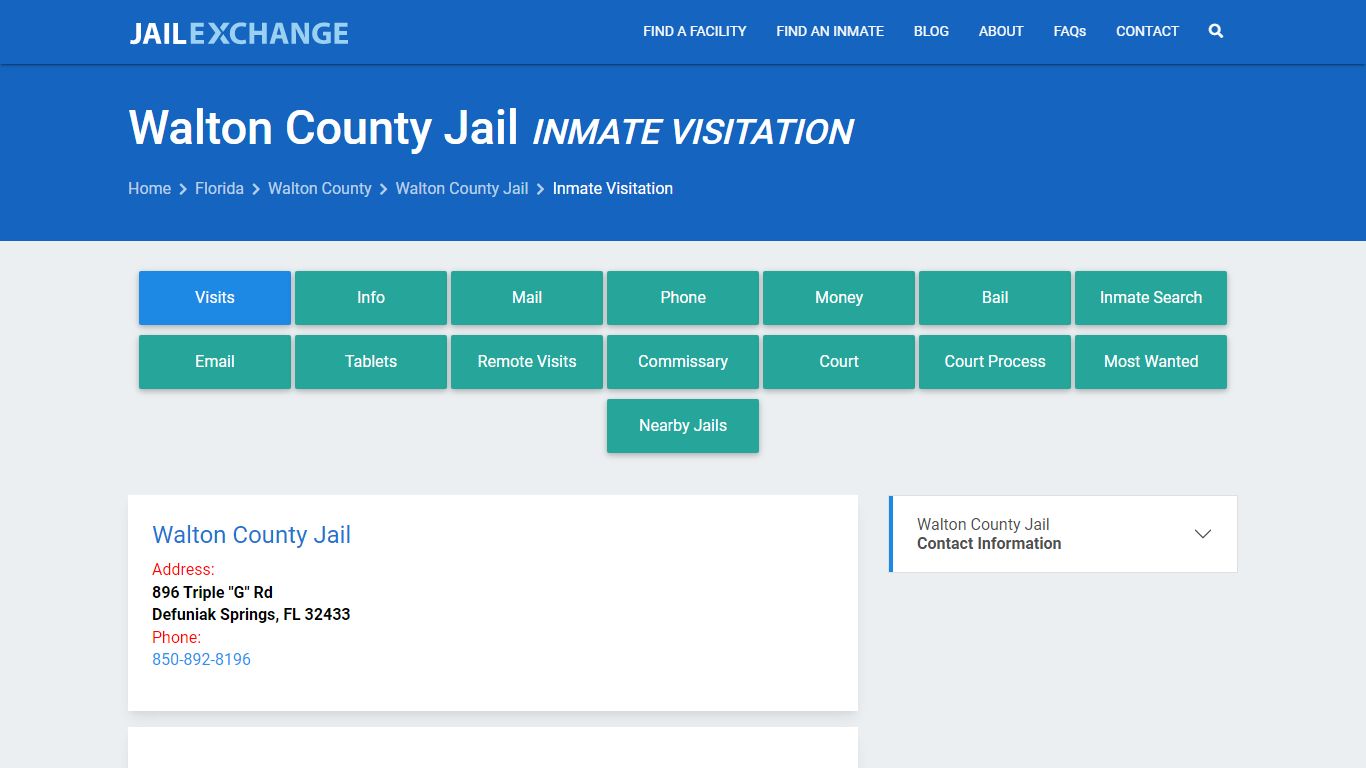 Inmate Visitation - Walton County Jail, FL - Jail Exchange